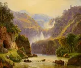 Carl Morgenstern, The Waterfalls at Tivoli, Oil on canvas (relined)
