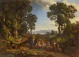 Italian Landscape with Shepherdesses, Children and Goats by Heinrich Friedrich Johann Gärtner, Oil on canvas, sold Nov 2016