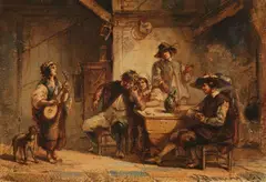 François Bonvin, Interior Scene with a Lute Player, Watercolour over pencil on laid paper