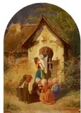 Jakob Fürchtegott Dielmann, Children by a Chapel, Oil on panel