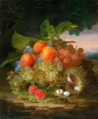 George Forster, Still Life with Fruit and a Bird's Nest, Oil on canvas