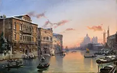 Friedrich Nerly, Winter on the Canal Grande with Santa Maria della Salute, Oil on canvas (relined)