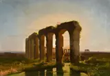 Carl Theodor Reiffenstein, Landscape in the Campania with Ruins of an Aqueduct, Oil on canvas