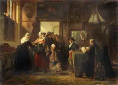 Distributing Bread and Alms by Charles Meer Webb, Oil on canvas, offered Nov 2016