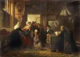 Charles Meer Webb, Distributing Bread and Alms, Oil on canvas