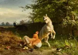 Carl Jutz the Elder, Goat Kid and a Hen