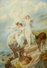 Leopold Bode, The Three Blessed Virgins, Watercolour over pencil on paper, mounted on canvas