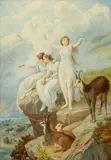Leopold Bode, The Three Blessed Virgins, Watercolour over pencil on paper, mounted on canvas