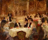 Dinner at Maxim's in Paris by Otto Eduard Pippel, Oil on hardboard, sold Nov 2016