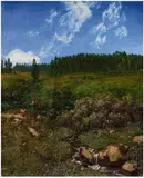 Hans Thoma, A Summer Landscape in the Black Forest, Oil on card