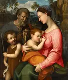 Florentine School 16th century, The Holy Family with Saint John the Baptist, Oil on panel