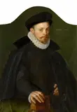 Flemish School 16th century, Portrait of a Man in a Black Beret and White Ruff, Oil on panel (parquetted)