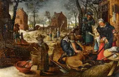 Sebastiaan Vrancx, A Village Winter Scene, Oil on panel
