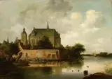 Frans de Hulst, River Landscape with a Boat, Oil on panel