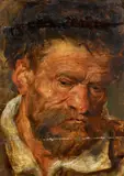 Flemish School 17th century, Head of a Bearded Man (Oil Sketch), Oil on panel