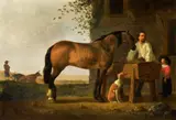 Aelbert Cuyp, Horse at the Trough, Oil on panel (parquetted)