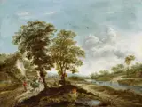 Landscape with Travellers by Netherlandish School 17th century, Oil on panel, offered Nov 2016