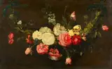 Frans Ykens, A Floral Swag, Oil on panel (parquetted)
