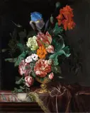Nicolaes Lachtropius, Still Life with a Vase of Flowers and Insects, Oil on canvas (relined)