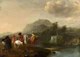 Pieter Wouwerman, Horseman at a Ford, Oil on panel