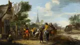 Pieter Wouwerman, Peasant Feast by a Tavern, Oil on panel