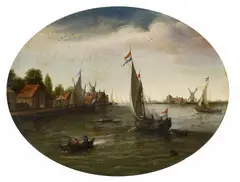Justus de Verwer, River Landscape with Sailing Boats, Oil on panel
