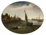 Justus de Verwer, River Landscape with Sailing Boats, Oil on panel