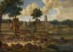 Pieter Casteels, Market Scene in an Architectural Setting, Oil on canvas (relined)