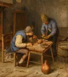 Netherlandish School 17th century, Interior Scene with Peasants Smoking