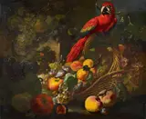 Fruit Still Life with a Parrot by called Lo Spadino Giovanni Paolo Castelli, Oil on canvas (relined), sold Nov 2016