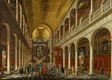 Jacob Balthasar Peeters, Two Interiors of the Jesuit Church in Antwerp, Oil on canvas (relined). Each