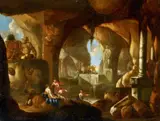 Franz Müller, Nymphs Bathing in a Grotto, Oil on panel