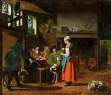 Jan Josef Horemans the Elder, Tavern Scene with Two Huntsmen, Oil on canvas (relined)