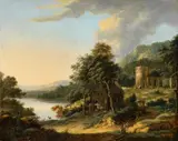 Wooded River Landscape with a Farmhouse and Ruins by Johann Christian Vollerdt, Oil on canvas (relined), sold Nov 2016