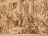 The Adoration of the Magi by Master of the Egmont Albums, Brown ink and wash and black chalk on paper, sold Nov 2016