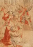 A Section of the "Madonna del Popolo" in the Uffizi by follower of Federico Barocci, Black and red chalk, mounted, sold Nov 2016