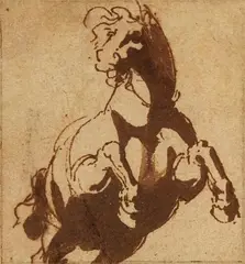 Jan de Bisschop, Five Small Studies of Horses, Brown ink and wash. Each