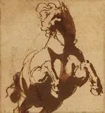 Jan de Bisschop, Five Small Studies of Horses, Brown ink and wash. Each