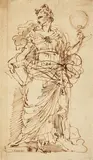 Italian School 18th century, Allegory of Prudentia, Pen and brown ink