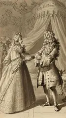 Jacob Wilhelm Mechau, An Elegant Couple in a Bedchamber, Grey ink and was
