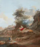Henry-Joseph van Blarenberghe, An Arcadian Landscape with two Shepherds, Gouache on thick laid paper