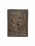 South German circa 1600, A South German bronze relief depicting the Exposure of Romulus and Remus, circa 1600, Cast, chased and with old patina.. This high relief in bronze is one of seven known near copies after a stone relief made in circa 1530 by Loy Hering (the original is kept in the Victoria and Albert Museum in London, the copies in museums in Dijon, Munich, Berlin, and London, the former Rhò Collection in Vienna - nowadays in Berlin Bode Museum -, art market and the present work). The stone relief was in turn based on an engraving by Heinrich Aldegrever (Bartsch 66). The minor differences in details in the copies indicate that the bronzes may be products of the so-called "Dürer Renaissance" of around 1600. Presumably the last copy in private property. Minimal wear