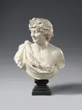 Italy 18th century, An 18th century Italian marble bust of Bacchus, Carved three-quarters in the round, the reverse hollowed out. Minimal remains of former partial polychromy. A finely carved depiction of Bacchus wearing a grapevine crown and a lion's pelt wrapped around his upper body, with the head and paw of the lion draped over his right shoulder. Minimal wear. Mounted on a contemporary moulded marble base