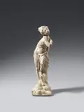 An alabaster figure of a female slave from the circle of Johann Georg Weckenmann by circle of Johann Georg Weckenmann, Carved in the round, the original socle worked separately.. This statuette is related to the figural decor of the "Tarta, sold Nov 2016