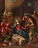 The Adoration of the Shepherds by circle of Cornelis de Baellieur the Elder, Oil on copper (parquetted), sold Sep 2016