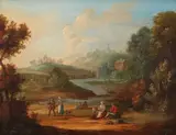 Jan Pieter van Bredael the Elder, River Landscape with Travellers, Oil on panel