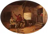Pieter de Bloot, Tavern Scene with drinking Peasants, Oil on panel