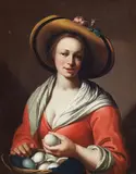The Egg Seller by circle of Abraham Bloemaert, Oil on canvas, mounted on panel, sold Sep 2016