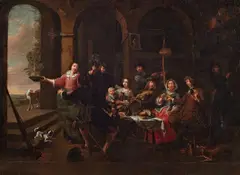 attributed to Richard Brakenburgh, Merry Company, Oil on canvas (relined)