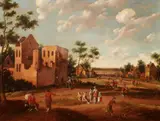Cornelis Droochsloot, Lively Village Street, Oil on panel